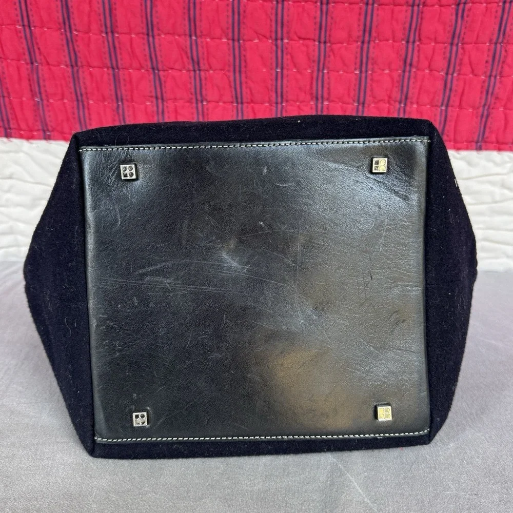 Vintage Kate Spade Black Red Wool Striped‎ Tote